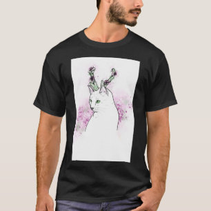 Cat With Floral Antlers (Colour version) Classic T T-Shirt