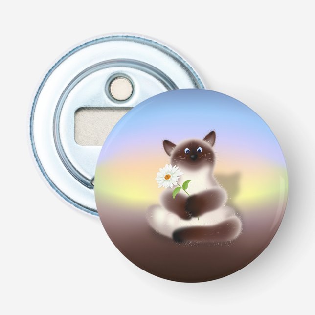 Cat with Flower Bottle Opener (Front)