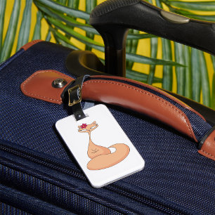Cat with Flower Cute Kawaii Kitty Luggage Tag