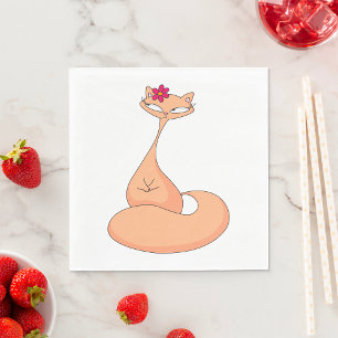 Cat with Flower Cute Kawaii Kitty Napkin