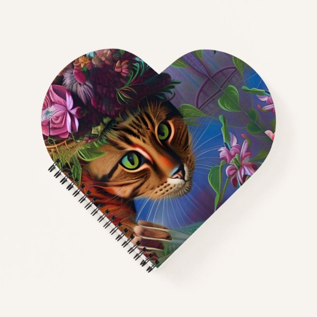 cat with flower hat art  notebook (Front)