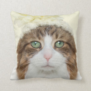 Cat With Flower Hat Cushion