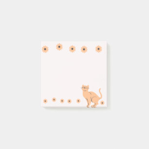 Cat with flower post-it notes
