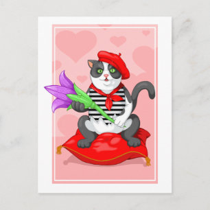 cat with flower postcard