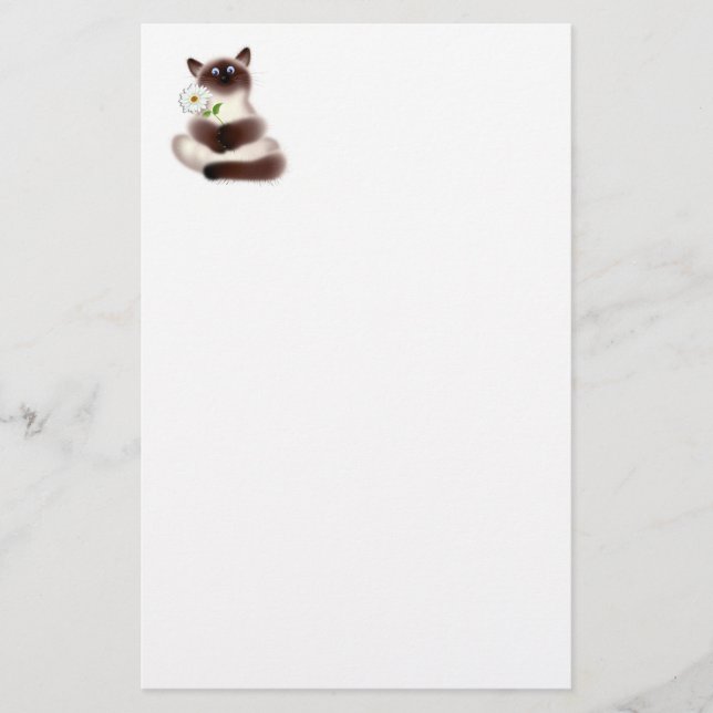 Cat with Flower Stationery (Front)