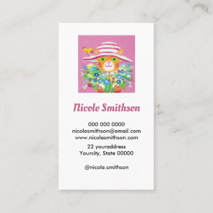 cat with flowers design business card