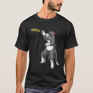Cat With Flying Frisbee Disc Golf Frisbee Player T T-Shirt