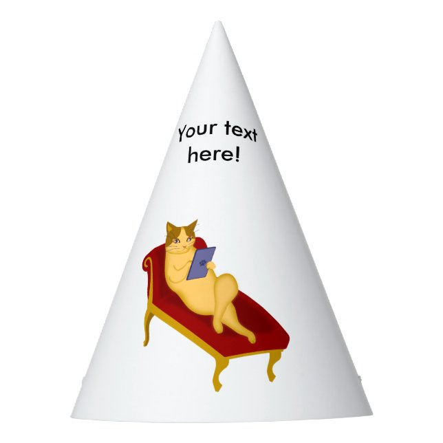 Cat with gadget clipart party hat (Front)