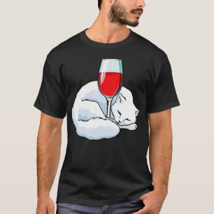 Cat With Glass Of Red Wine T-Shirt