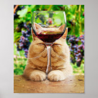 Cat With Glass of Wine