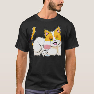Cat with Glass of Wine T-Shirt