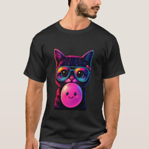 Cat With Glasses Blowing Bubblegum T-Shirt