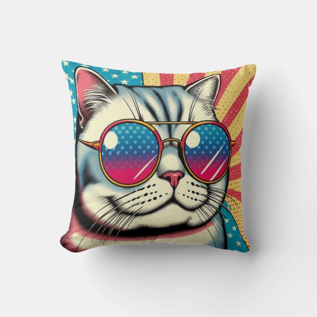 Cat with glasses cushion (Front)
