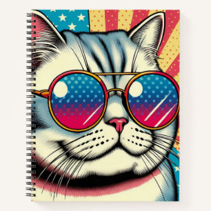 Cat with glasses notebook