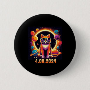 Cat With Gles Solar Eclipse 6 Cm Round Badge
