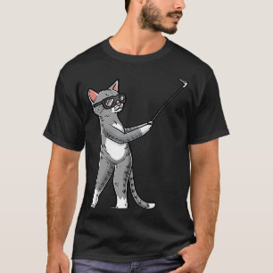Cat With Golf Club Golfing Golfer Golf Player T-Shirt