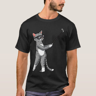 Cat With Golf Club Golfing Golfer Golf Player T-Shirt