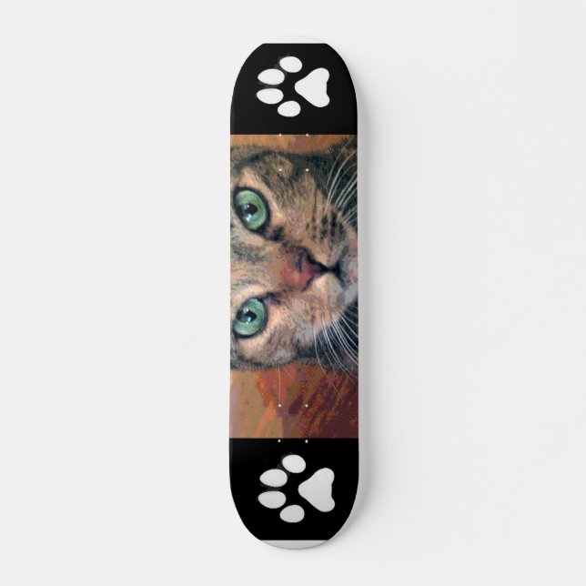 Cat with Green Eyes Skateboard (Front)