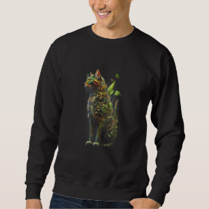 Cat with green leaves vegetarian cat sweatshirt