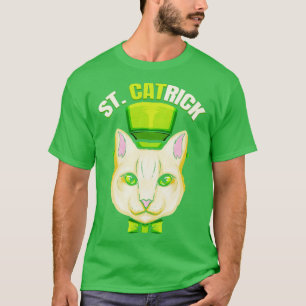 Cat With Green Loop And Cylinder Hat St Catrick Pa T-Shirt
