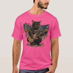 Cat With Guitar Golden Gate Bridge - Funny Guitar  T-Shirt