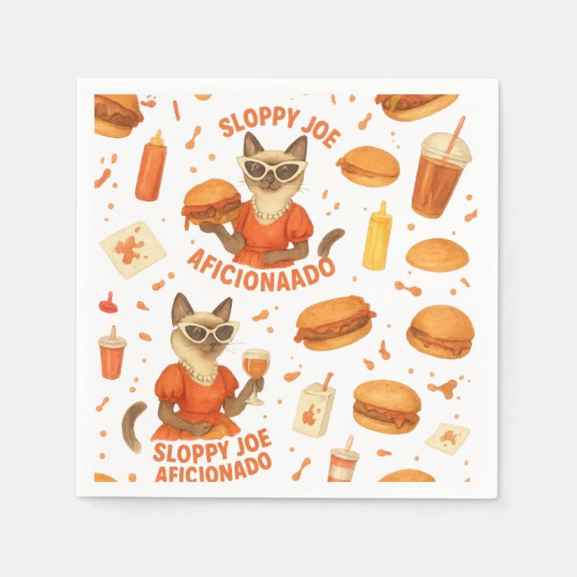 Cat with hamburger napkin (Front)