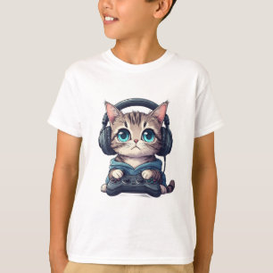 Cat with headphones and controller T-Shirt