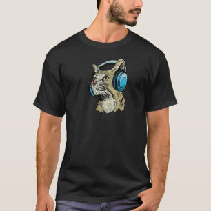 Cat With Headphones Cat & Music Audiophile 4 T-Shirt