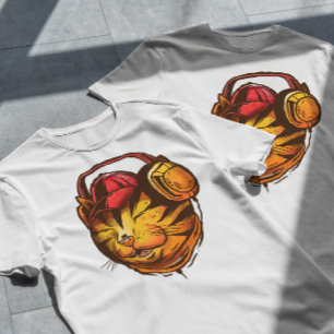 Cat With Headphones Illustration T-Shirt