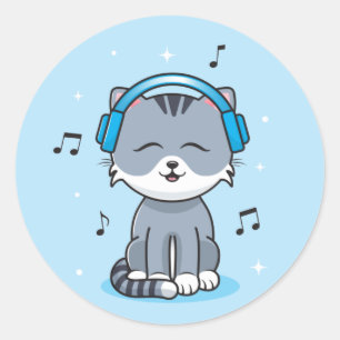Cat with Headphones / Stickers