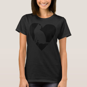 Cat with Heart Black Animal Fun T-Shirt