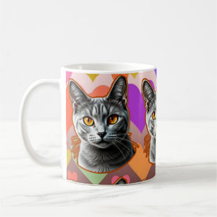 Cat with Hearts Classic Mug, 11 oz Coffee Mug