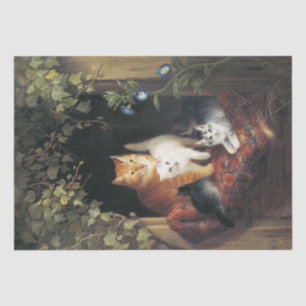 Cat with Kittens (1844) by Henriëtte Ronner Tissue Paper