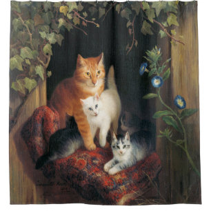 Cat With Kittens (Adorable Kitty Cats) Shower Curtain