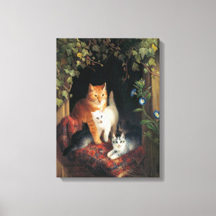 Cat With Kittens (Animal Art) Canvas Print