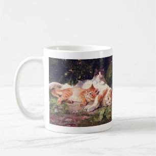 Cat with Kittens Fine Art Coffee Mug