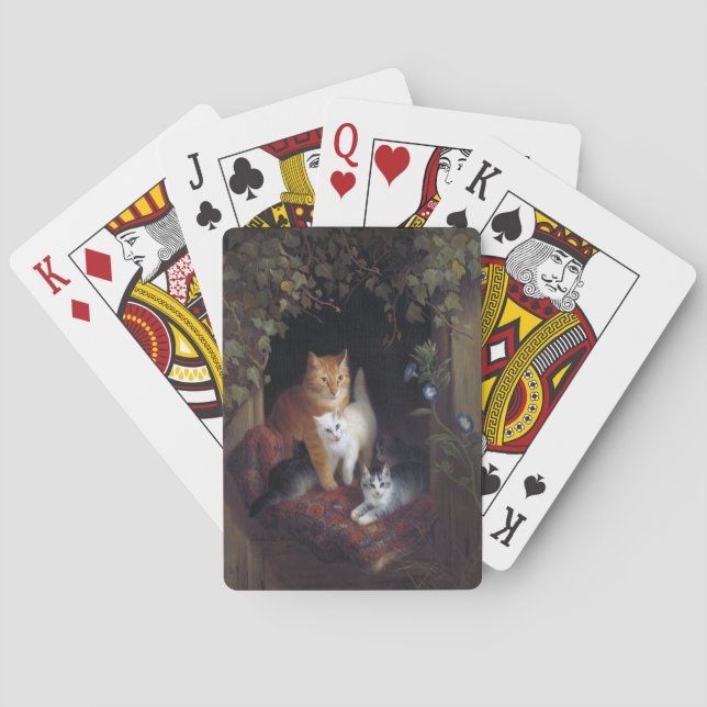 Cat with Kittens Henriette Knip 1844 Playing Cards (Back)