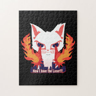 Cat with laser eyes burning down the city jigsaw puzzle