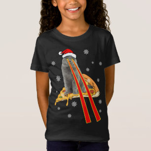 Cat With Laser Eyes Funny Pizza Cat Christmas T-Shirt