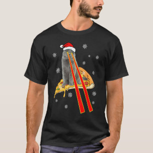 Cat With Laser Eyes Funny Pizza Cat Christmas T-Shirt