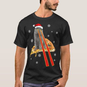 Cat With Laser Eyes Funny Pizza Cat Christmas T-Shirt