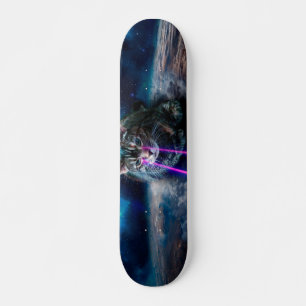 Cat with lasers from eyes skateboard