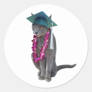Cat with Lei Graduation Sticker