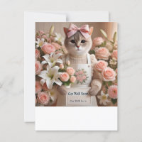 Cat with lots of flowers Get well soon