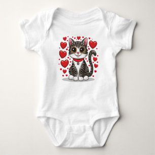 Cat with Love Symbols Clipart-85245 Baby Bodysuit