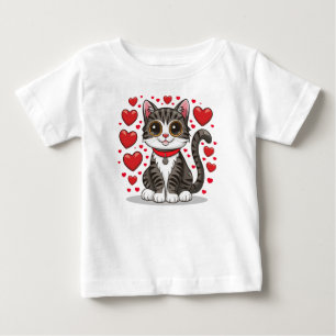 Cat with Love Symbols Clipart-85245 Baby T-Shirt