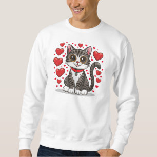 Cat with Love Symbols Clipart-85245 Sweatshirt