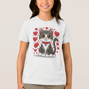 Cat with Love Symbols Clipart-85245 Tri-Blend Shirt