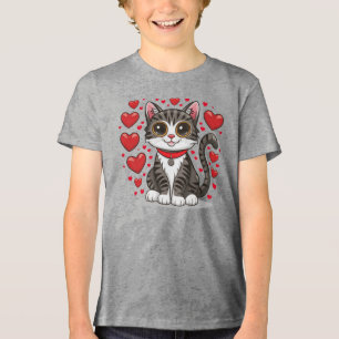 Cat with Love Symbols Clipart-85245 Tri-Blend Shirt