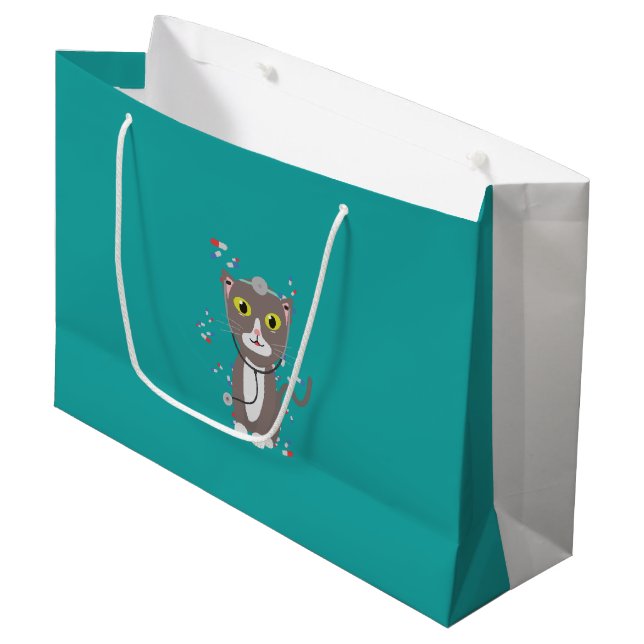 Cat with medical equipment large gift bag (Front Angled)